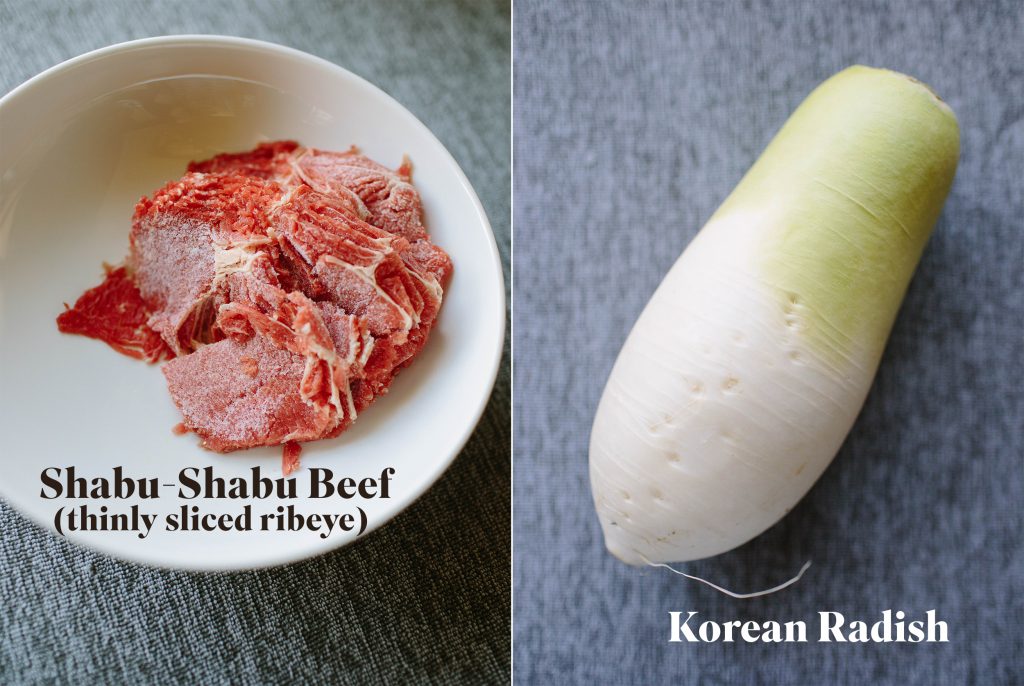 Korean Soup Ingredients: Shabu-Shabu Beef and Korean Radish